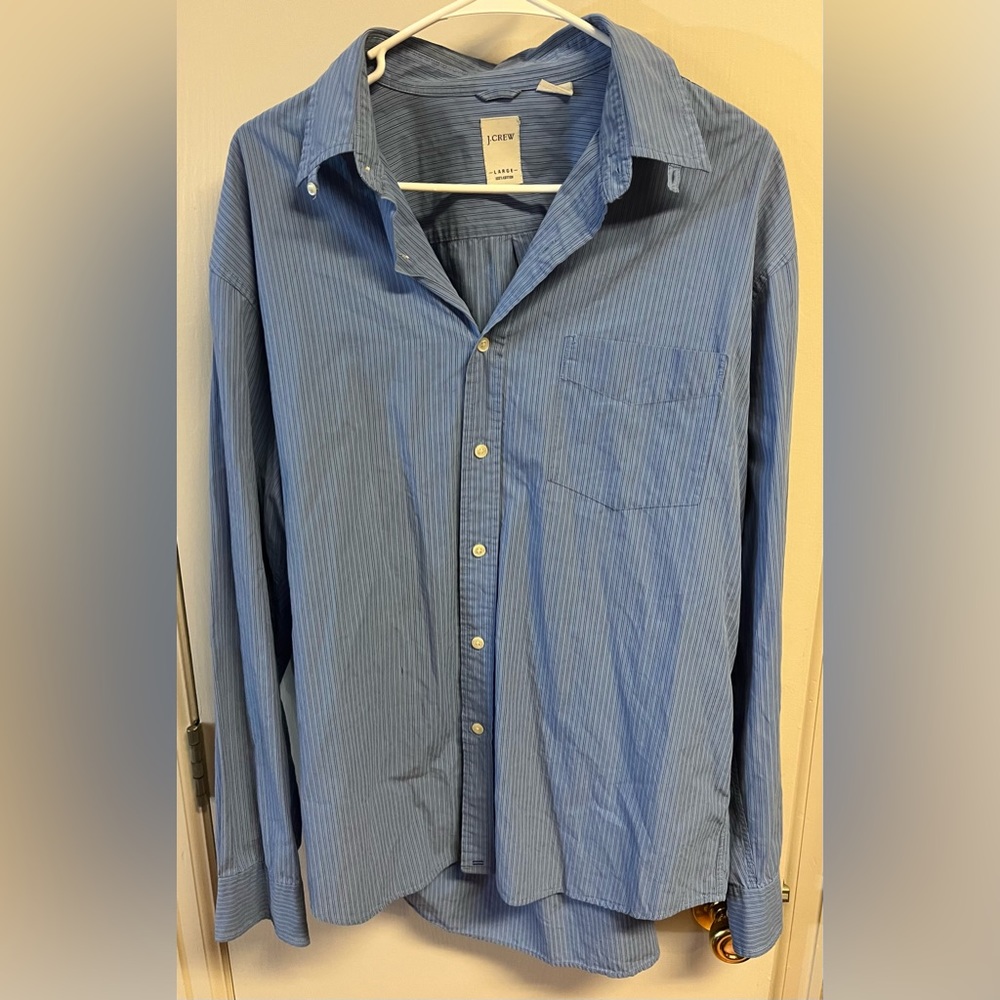 J.Crew Men's Button-down Long Sleeve Shirt Size Large Blue Stripe